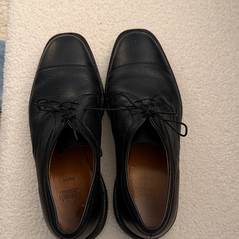 Allen Edmonds Black Pebble-Grain Leather Derby Shoes
